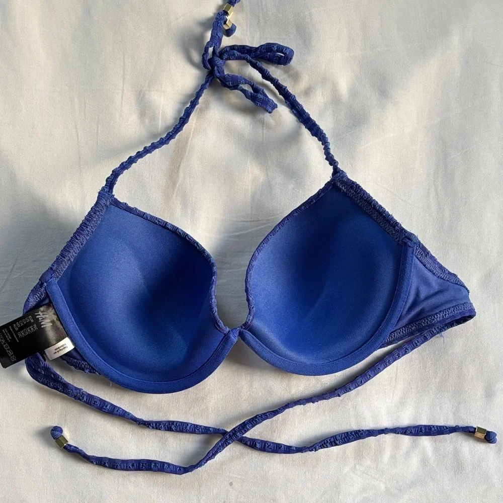 Blue Textured String Bikini Set - Picture 3 of 11